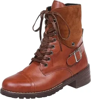 Combat Boots WomensFall Boots 2024, Ankle Boots with Side Zipper, Waterproof Winter Boots Outdoor Booties Shoes