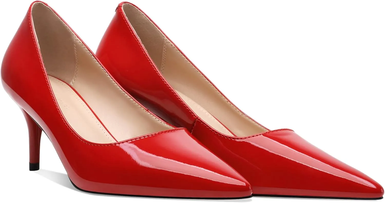 CosyFever 2.6 Inch Stiletto Pointed Toe Pumps Party Wedding Dressy Mid Heels Shoes