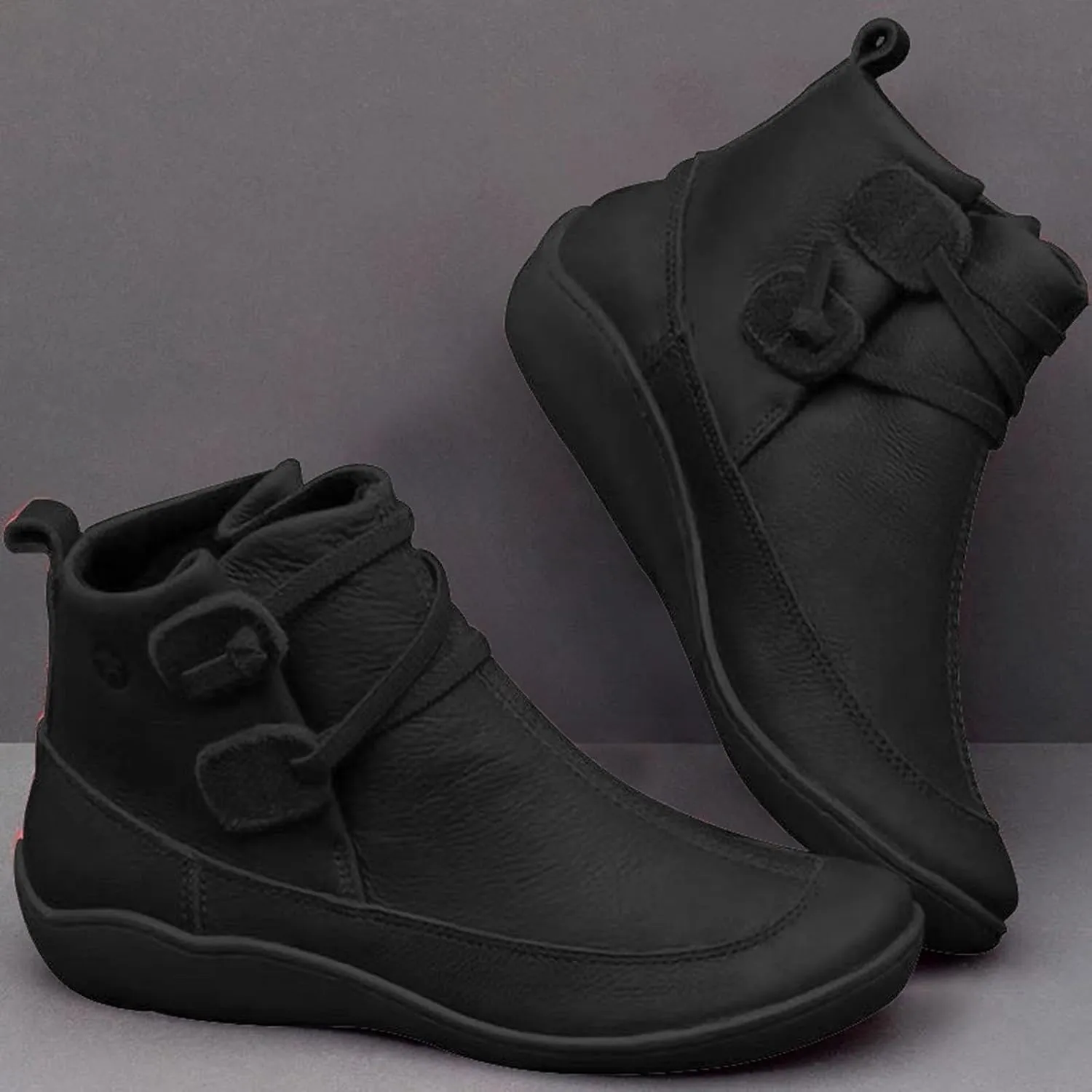 Cowboy Ankle Boots for Women Boots for Women Heeled Boot Women's Black Combat Boots Womens Leather Ankle Boots Flat Women Lace Up Buckle Belt High Heels Platform Ankle Boots