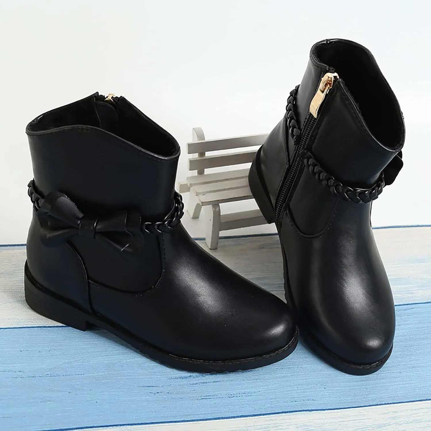 Cowboy Ankle Boots Toddler Girls Ankle Boots Side Zipper Booties Little Girls Western Boots Low Heel Riding Booties