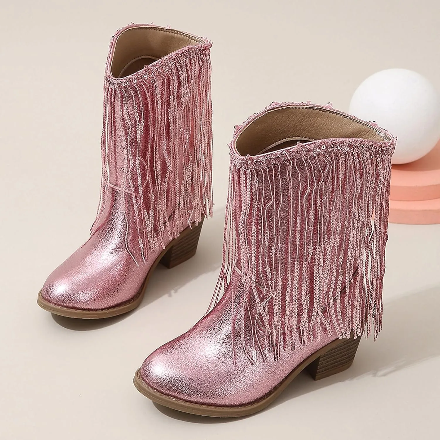 Cowboy Tassel Boots With Side Zipper For Kids Baby Toddler Girls ??aterproof ??occasins Flat Shoes Outdoor Slip On Shoes