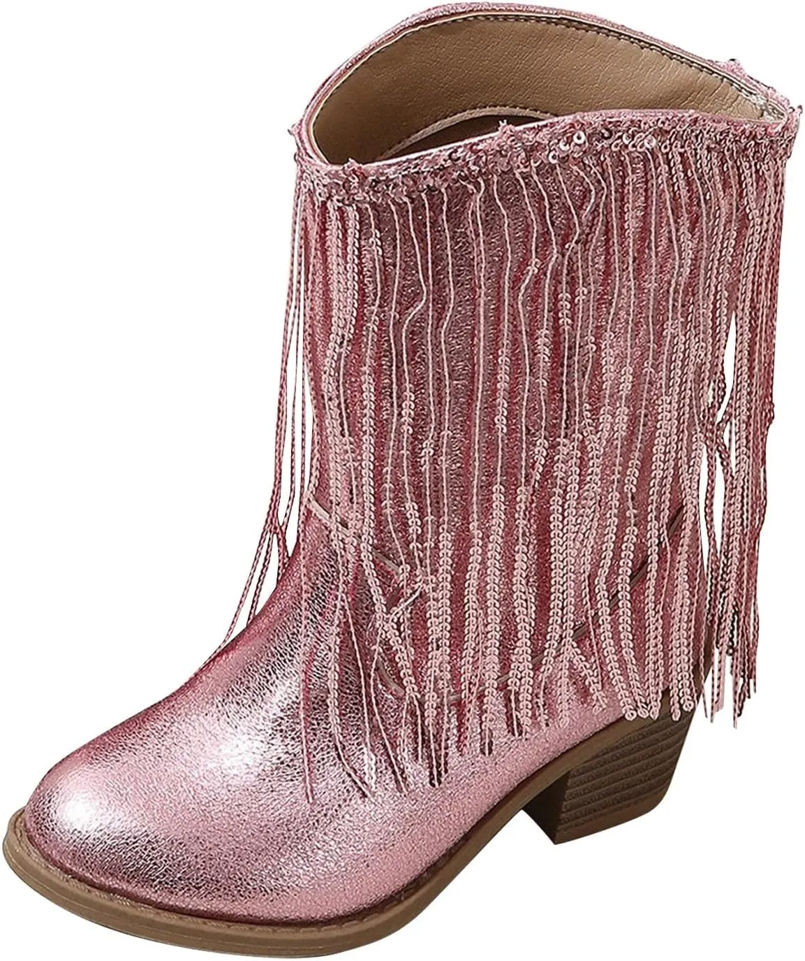 Cowboy Tassel Boots With Side Zipper For Kids Baby Toddler Girls ??aterproof ??occasins Flat Shoes Outdoor Slip On Shoes