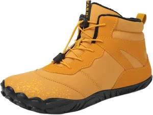 Crzidha Hiking Boots for Women Men Winter Snow Warm Fleece Winter Lined Waterproof Wide Toe Box Barefoot Shoe Outdoor Trail Trekking Pull On Ankle Boots with Elastic Cord Buckle Ultra Soft Non Slip Sole