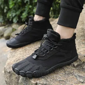 Crzidha Hiking Boots for Women Men Winter Snow Warm Fleece Winter Lined Waterproof Wide Toe Box Barefoot Shoe Outdoor Trail Trekking Pull On Ankle Boots with Elastic Cord Buckle Ultra Soft Non Slip Sole