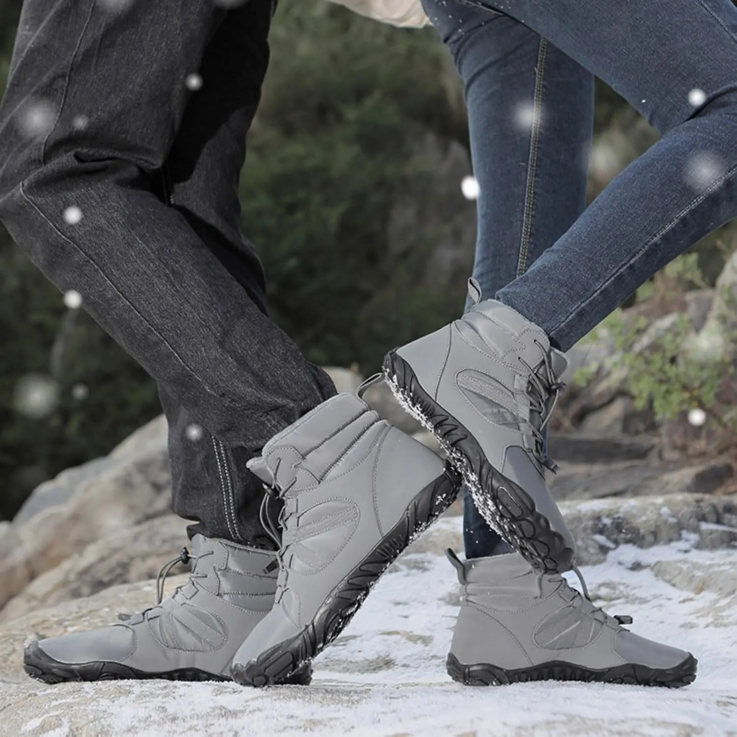 Crzidha Womens Barefoot Shoes,Winter Snow Hiking Boots Warm Fleece Lined Soft Rubber Outsole Non Slip Waterproof Snow Ankle Boots Wide Toe Box Casual Winter Fall Walking Work Flat Lightweight Shoes