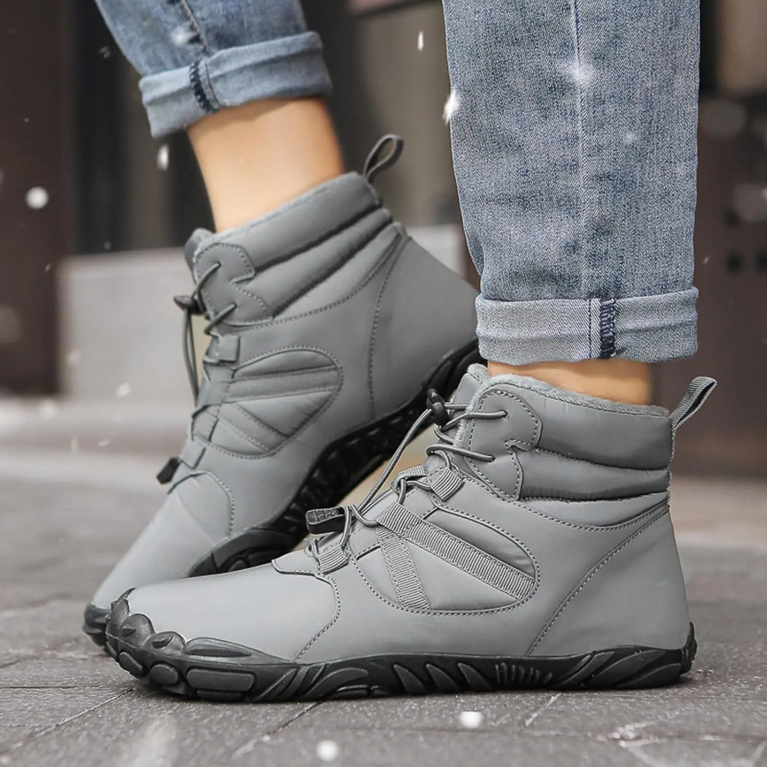 Crzidha Womens Barefoot Shoes,Winter Snow Hiking Boots Warm Fleece Lined Soft Rubber Outsole Non Slip Waterproof Snow Ankle Boots Wide Toe Box Casual Winter Fall Walking Work Flat Lightweight Shoes