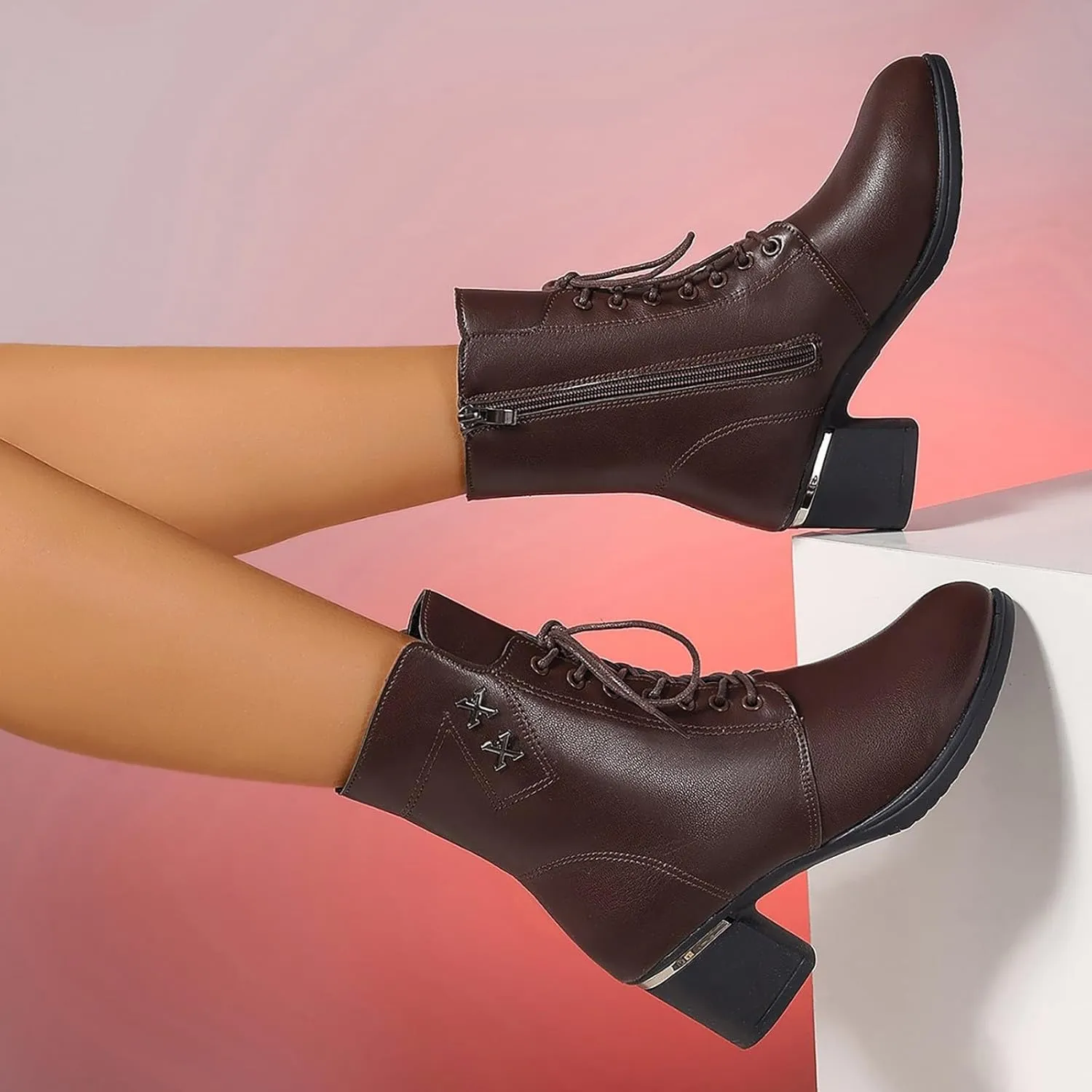 Cute Boots Wide Ankle Boots for Women Heeled Ankle Boots Brown Boots for Women Boots for Women Ankle Booties High Heel Ankle Boot for Sprained Ankle Short