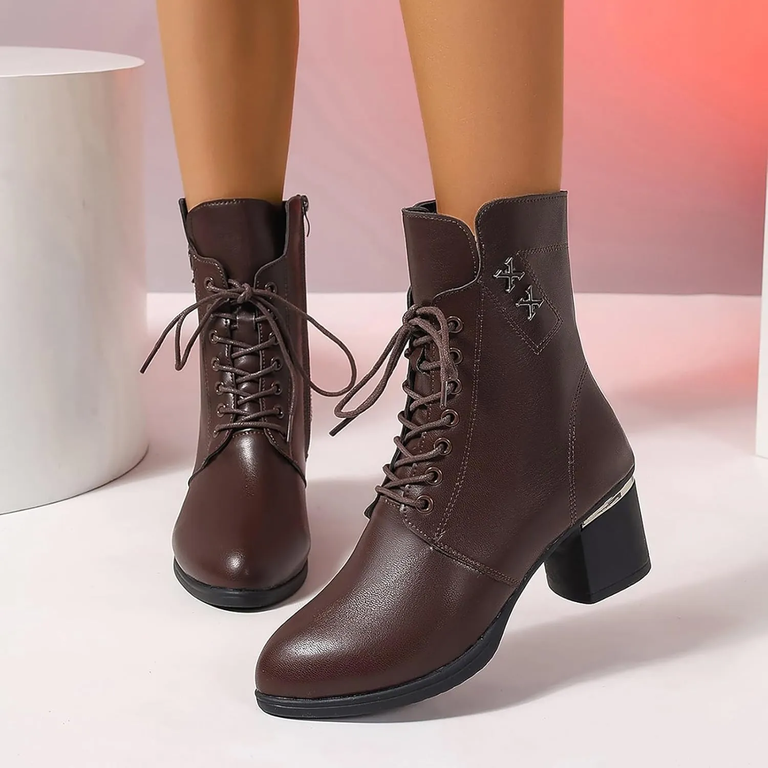 Cute Boots Wide Ankle Boots for Women Heeled Ankle Boots Brown Boots for Women Boots for Women Ankle Booties High Heel Ankle Boot for Sprained Ankle Short