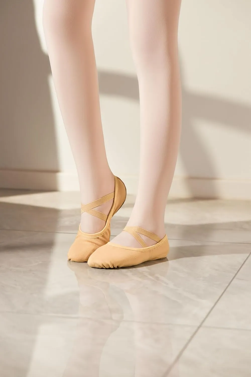 Dance Women's Ballet Shoes Stretch Canvas Dance Slippers Split Sole for Girls/Adult
