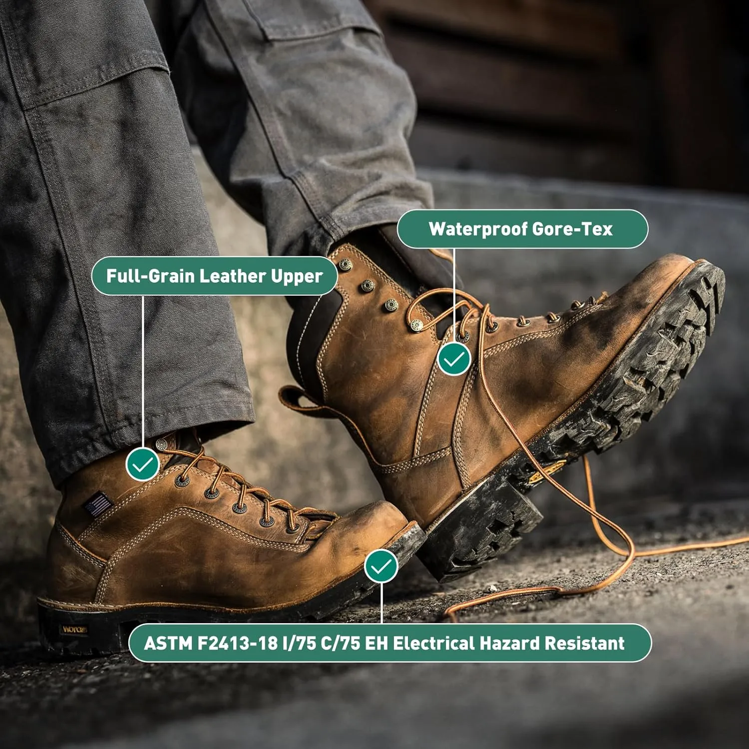 Danner Men's Quarry USA Black Work Boot - 8-Inch