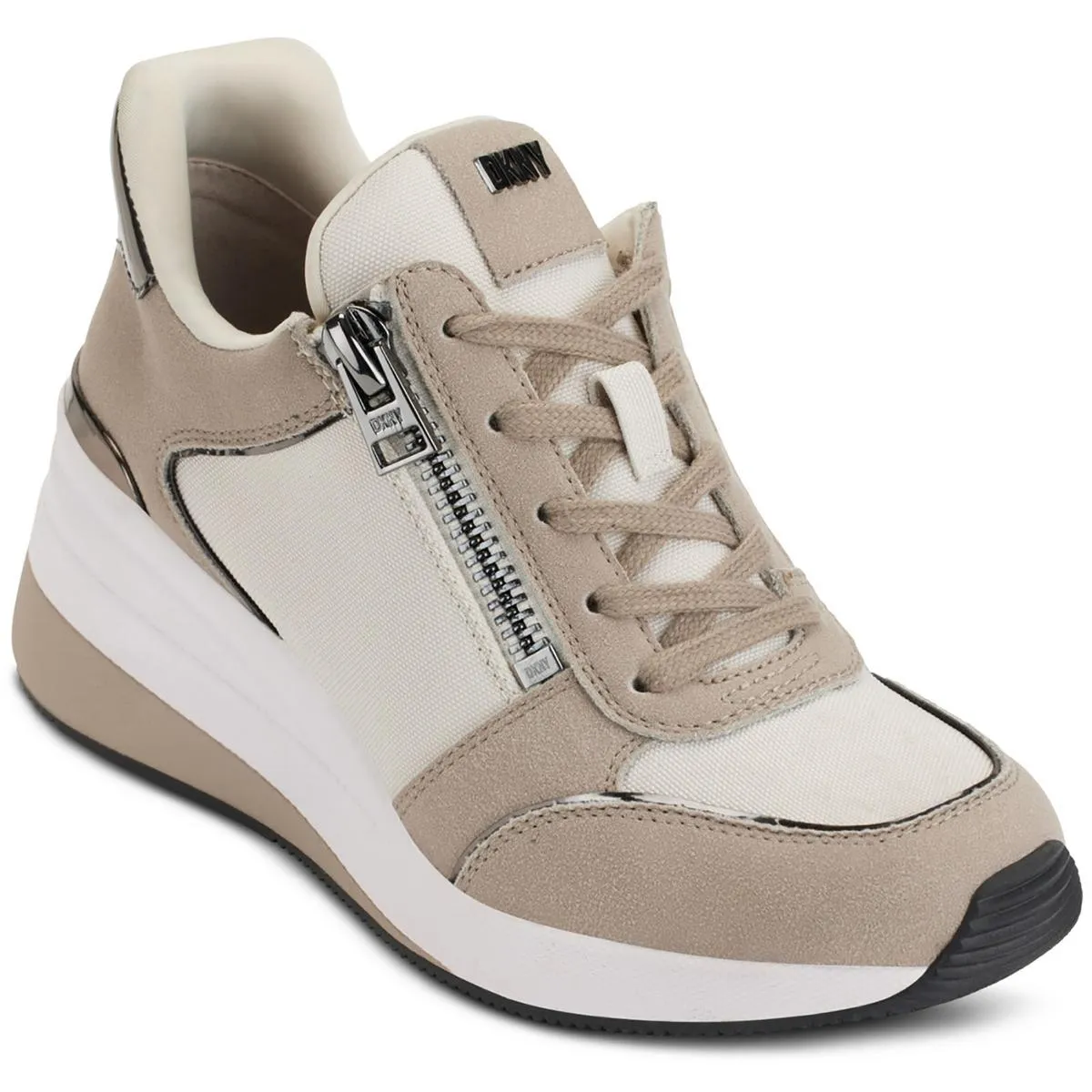 DKNY Womens Zipper Knit Casual And Fashion Sneakers