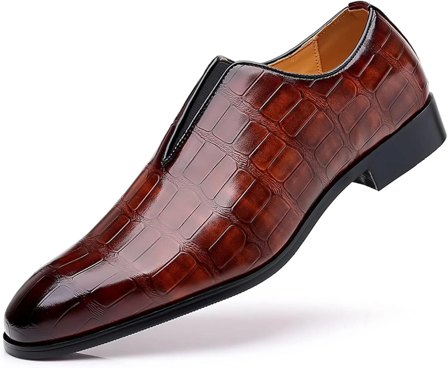 Dress Lace up Boots Men Classical Style Shoes for Men Slip On PU Leather Low Rubber Sole Leather Shoe (Brown, 11)