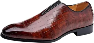 Dress Lace up Boots Men Classical Style Shoes for Men Slip On PU Leather Low Rubber Sole Leather Shoe (Brown, 11)