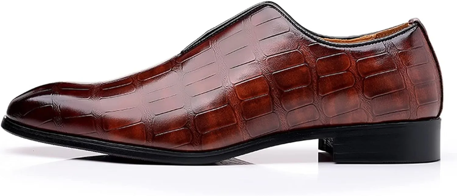 Dress Lace up Boots Men Classical Style Shoes for Men Slip On PU Leather Low Rubber Sole Leather Shoe (Brown, 11)
