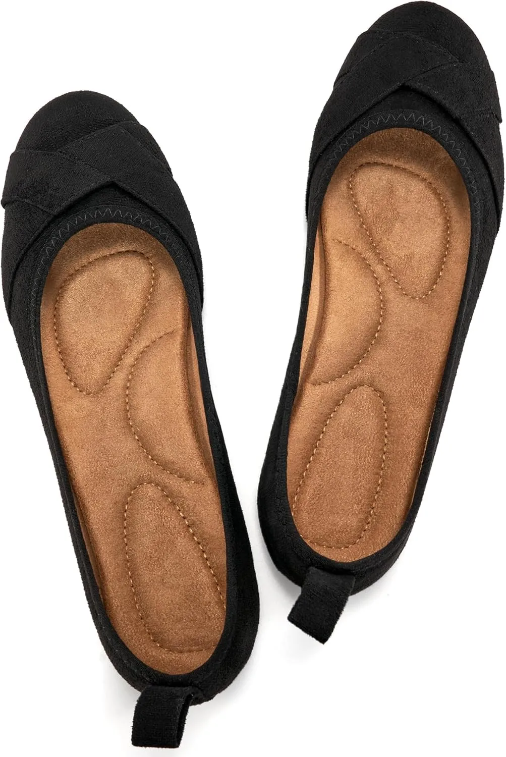 Ecetana Flats for Women Ballet Shoes: Dressy Round Toe Comfortable Faux Suede Slip on 2025 Casual Walking Foldable Loafers