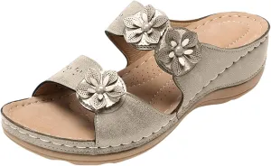 Eduavar Orthopedic Sandals for Women, Summer Beach Sandals for Women Comfy Casual Breathable Open Toe Low Wedge Sandals