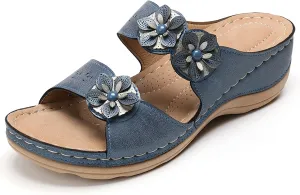 Eduavar Orthopedic Sandals for Women, Womens Sandals Comfortable Slip On Sandals Casual Peep Toe Sandals Walking Slippers
