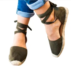 Eduavar Sandalias Para Mujer, Sandals Women Comfortable Close Toed Sandals Lace-up Flat Strap Sandals Shoes