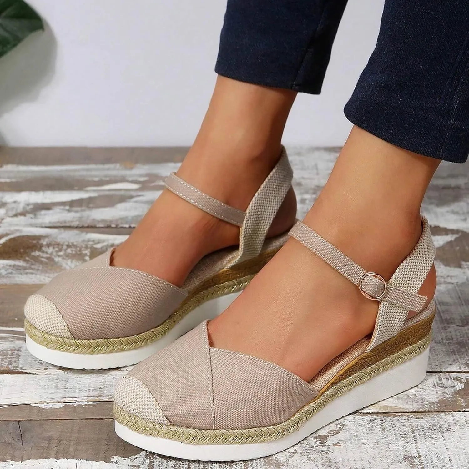 Eduavar Sandalias Para Mujer, Sandals Women Comfortable Close Toed Sandals Lace-up Flat Strap Sandals Shoes