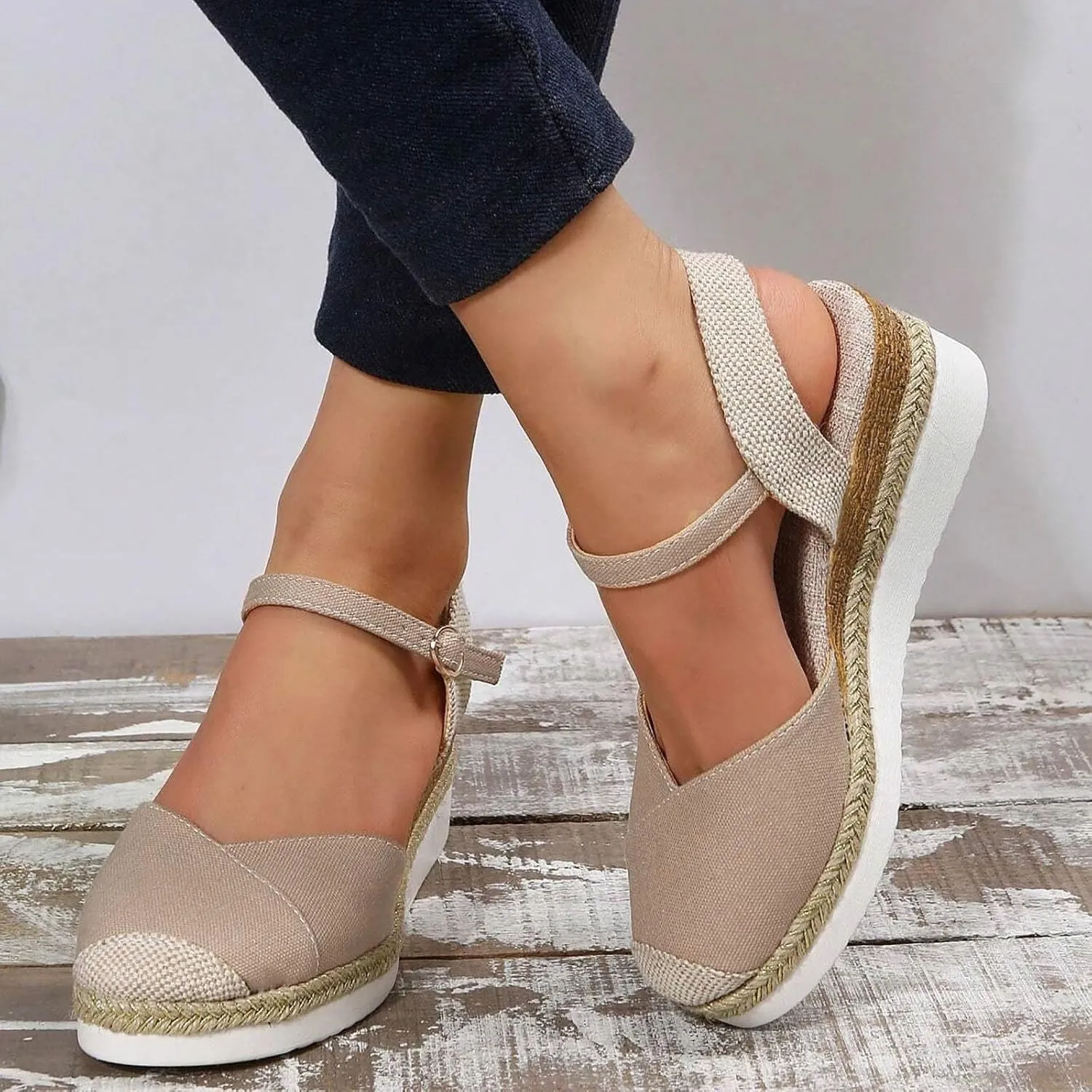 Eduavar Sandalias Para Mujer, Sandals Women Comfortable Close Toed Sandals Lace-up Flat Strap Sandals Shoes