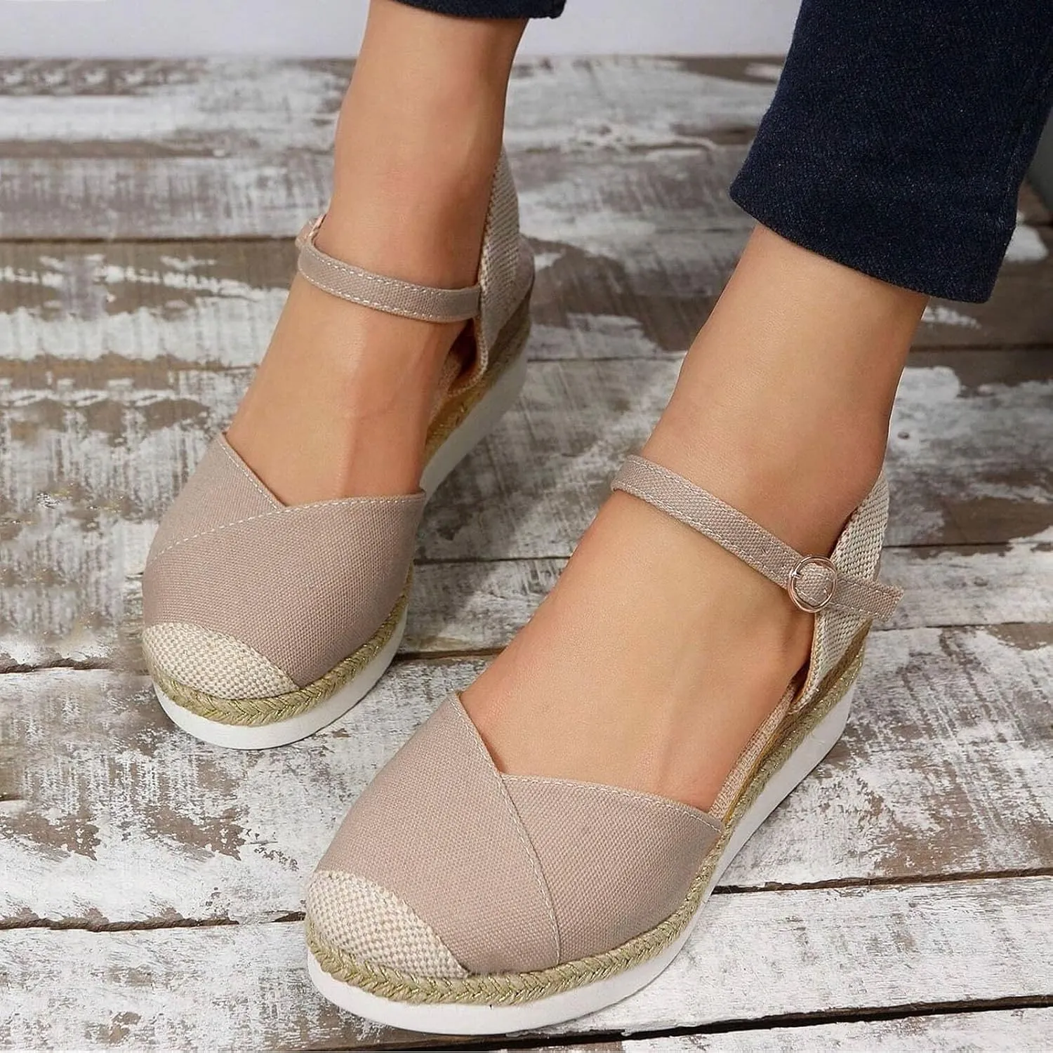 Eduavar Sandalias Para Mujer, Sandals Women Comfortable Close Toed Sandals Lace-up Flat Strap Sandals Shoes