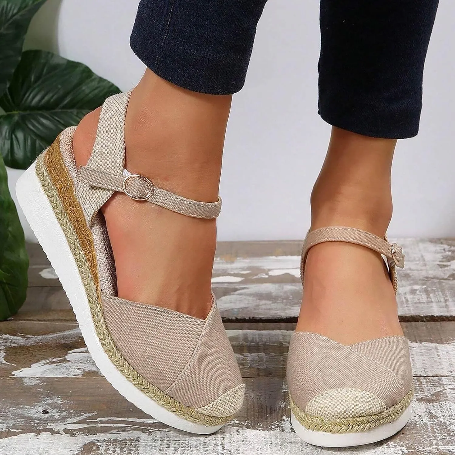 Eduavar Sandalias Para Mujer, Sandals Women Comfortable Close Toed Sandals Lace-up Flat Strap Sandals Shoes