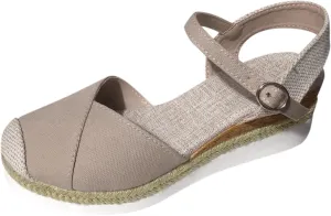 Eduavar Sandalias Para Mujer, Sandals Women Comfortable Close Toed Sandals Lace-up Flat Strap Sandals Shoes
