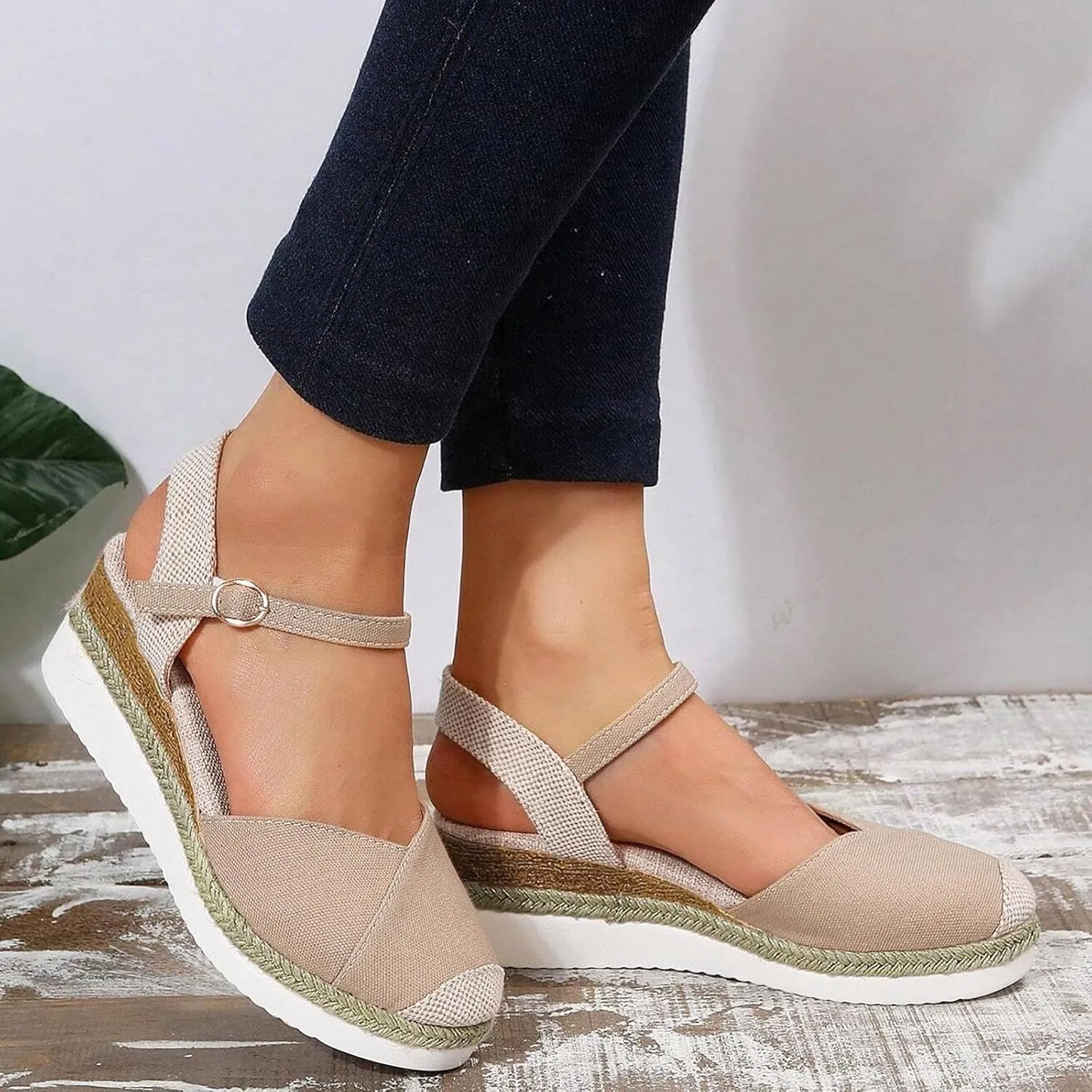 Eduavar Sandalias Para Mujer, Sandals Women Comfortable Close Toed Sandals Lace-up Flat Strap Sandals Shoes