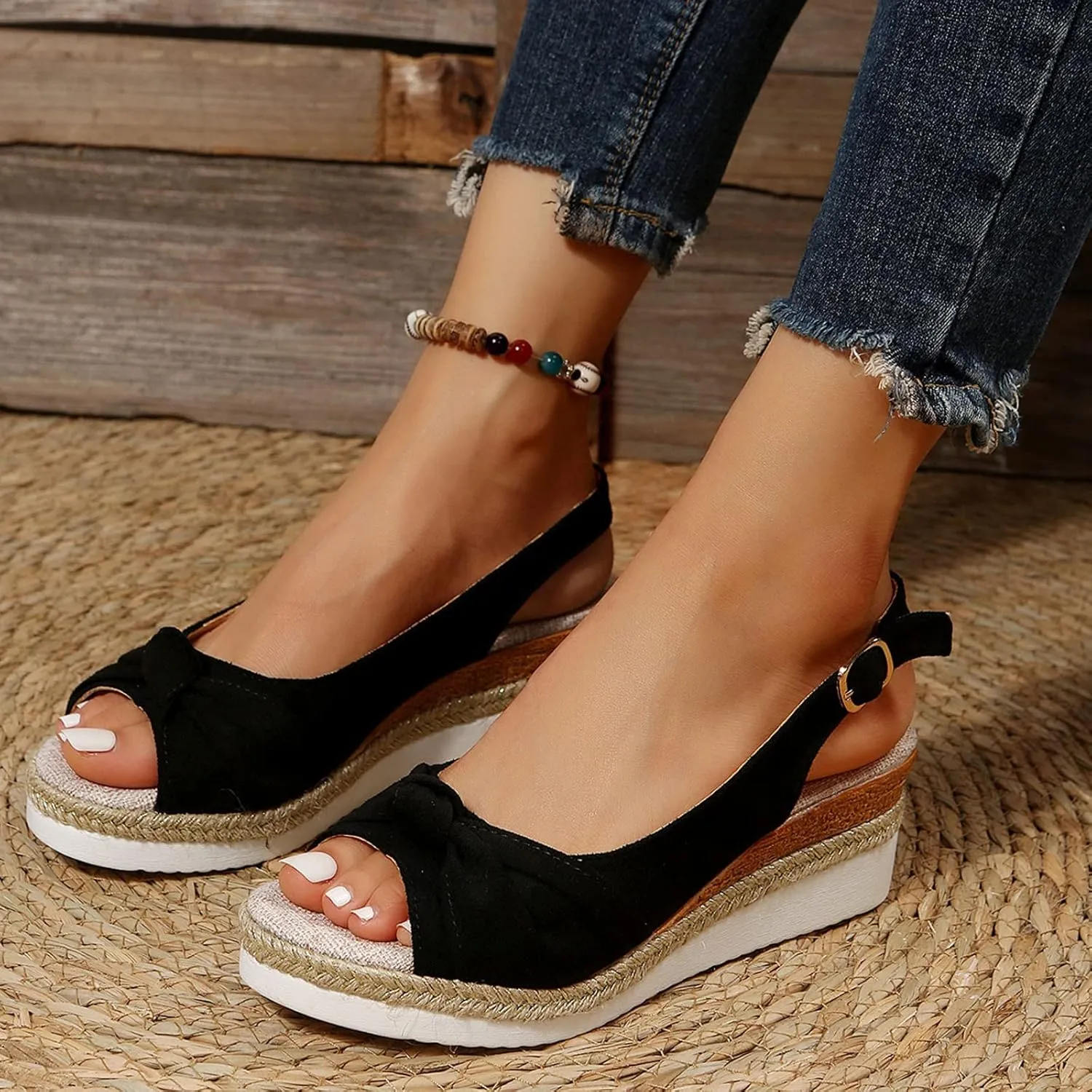 Eduavar Sandals Women Open Toe Ankle Strap Low Block Dressy Summer Platform Chunky Heels Sandals Party Dress Pumps Shoes