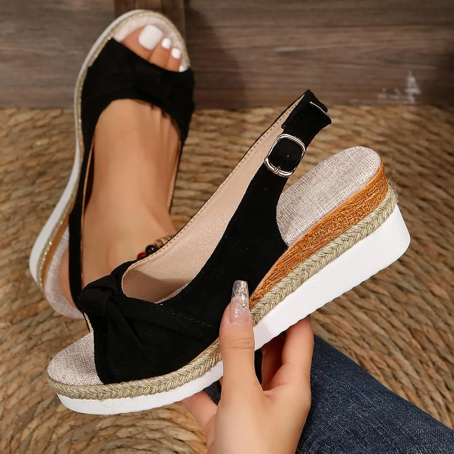 Eduavar Sandals Women Open Toe Ankle Strap Low Block Dressy Summer Platform Chunky Heels Sandals Party Dress Pumps Shoes