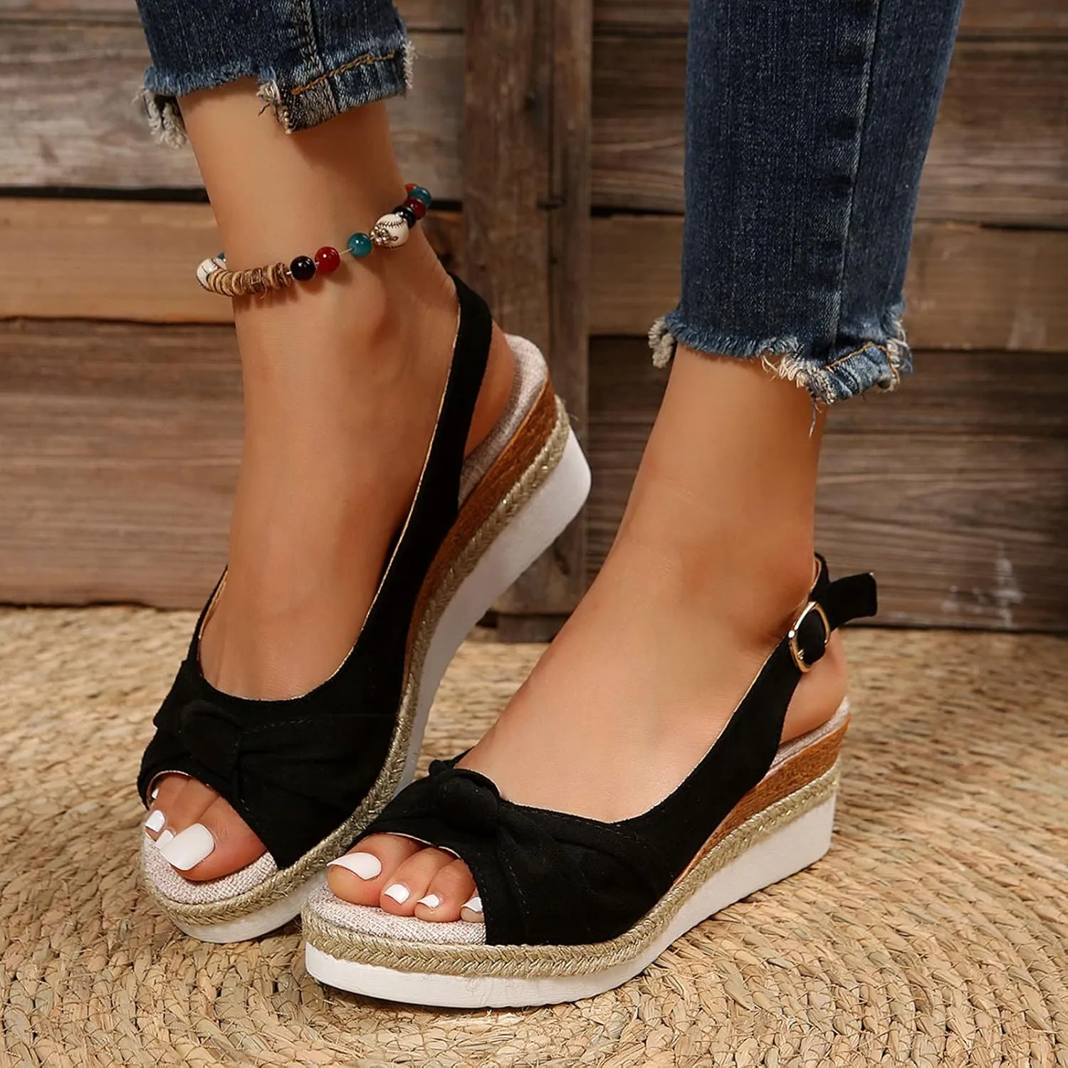 Eduavar Sandals Women Open Toe Ankle Strap Low Block Dressy Summer Platform Chunky Heels Sandals Party Dress Pumps Shoes