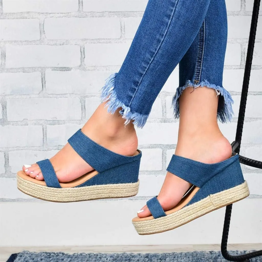 Eduavar Womens Sandals Comfortable, Sandals Women Dressy Summer Espadrille Platform Sandals Slip On Wedge Sandals Shoes