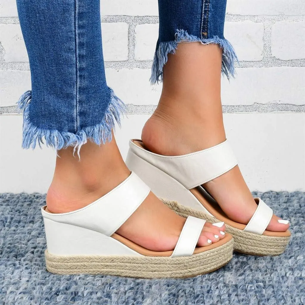 Eduavar Womens Sandals Comfortable, Sandals Women Dressy Summer Espadrille Platform Sandals Slip On Wedge Sandals Shoes