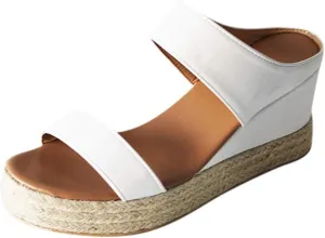 Eduavar Womens Sandals Comfortable, Sandals Women Dressy Summer Espadrille Platform Sandals Slip On Wedge Sandals Shoes