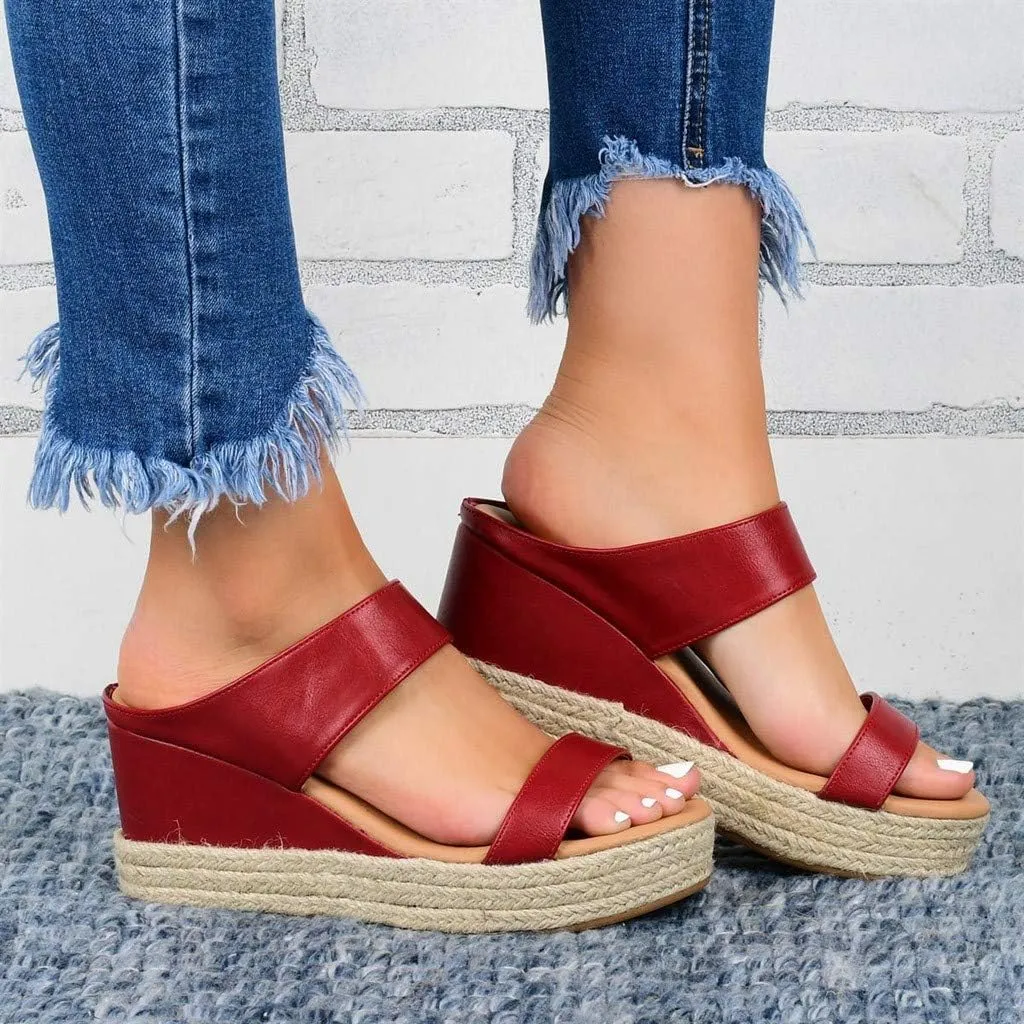 Eduavar Womens Sandals Comfortable, Sandals Women Dressy Summer Espadrille Platform Sandals Slip On Wedge Sandals Shoes
