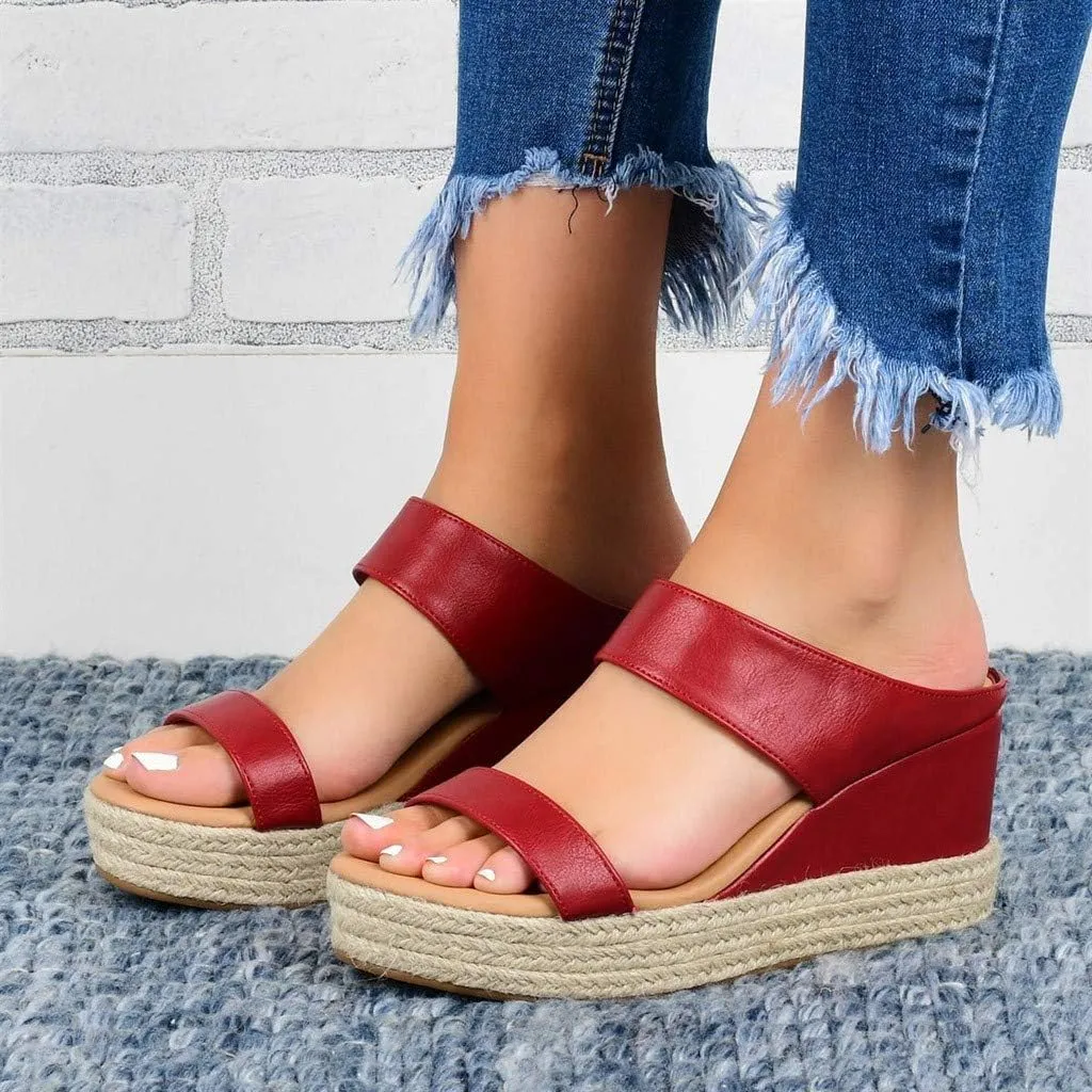 Eduavar Womens Sandals Comfortable, Sandals Women Dressy Summer Espadrille Platform Sandals Slip On Wedge Sandals Shoes