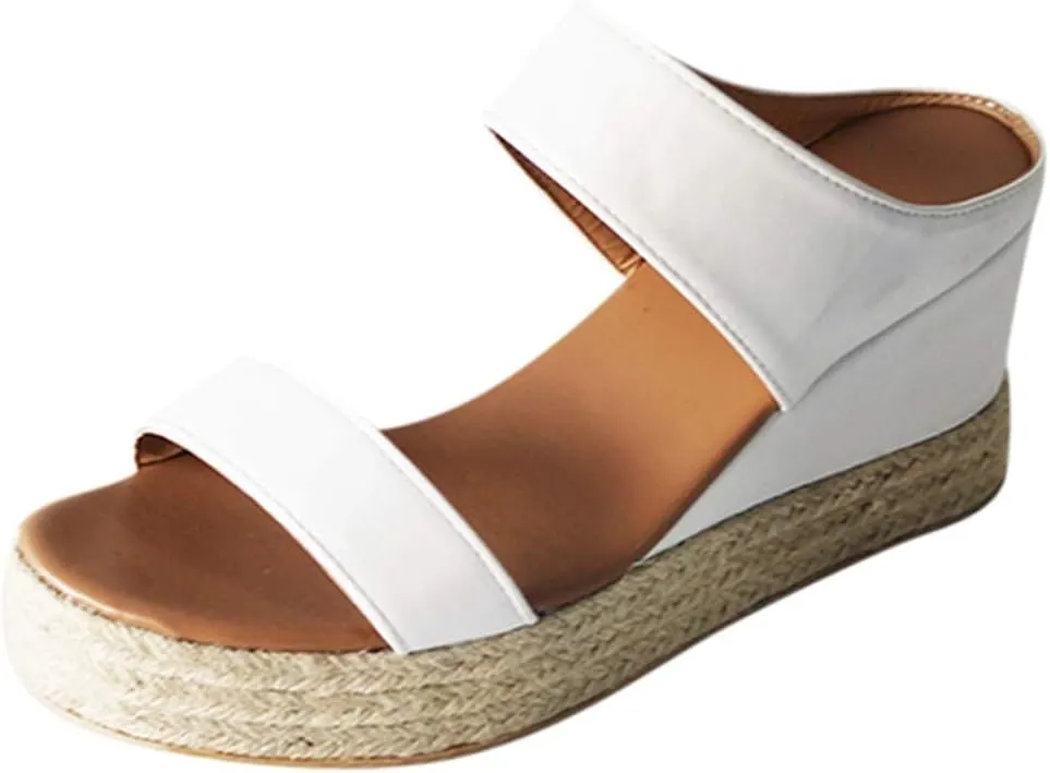 Eduavar Womens Sandals Comfortable, Sandals Women Dressy Summer Espadrille Platform Sandals Slip On Wedge Sandals Shoes
