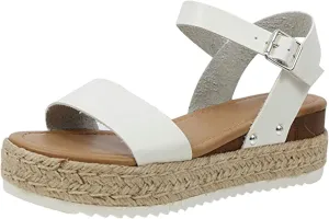 Eduavar Womens Sandals Comfortable, Sandals Women Open Toe Sandals Shoes Espadrille Platform Sandals with Ankle Strap
