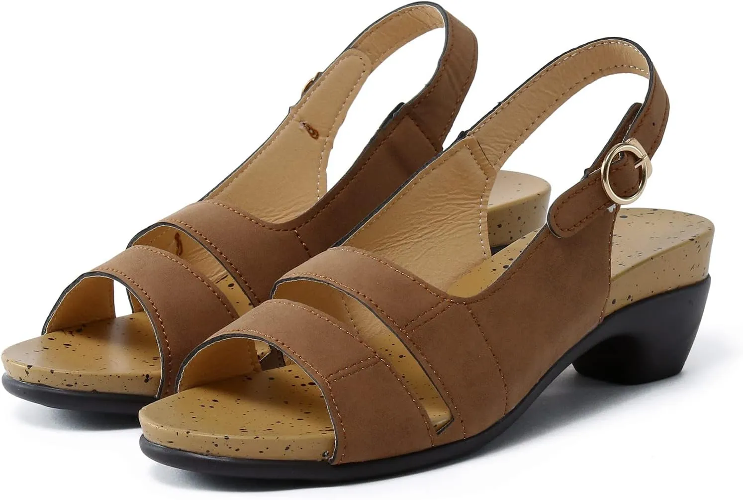 Eduavar Womens Sandals Comfortable, Womens Sandals Orthopedic Sandals Dressy Open Toe Low Heel Sandals with Ankle Strap