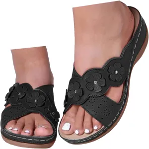 Eduavar Womens Sandals Orthopedic Summer Dressy Comfortable Sandals Arch Support Wedge Walking Sandals Non Slip Flip Flops