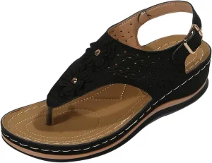 Eduavar Womens Wedge Sandals, Orthopedic Sandals for Women Closed Toe Sandals Plarform Sandals with Back Strap