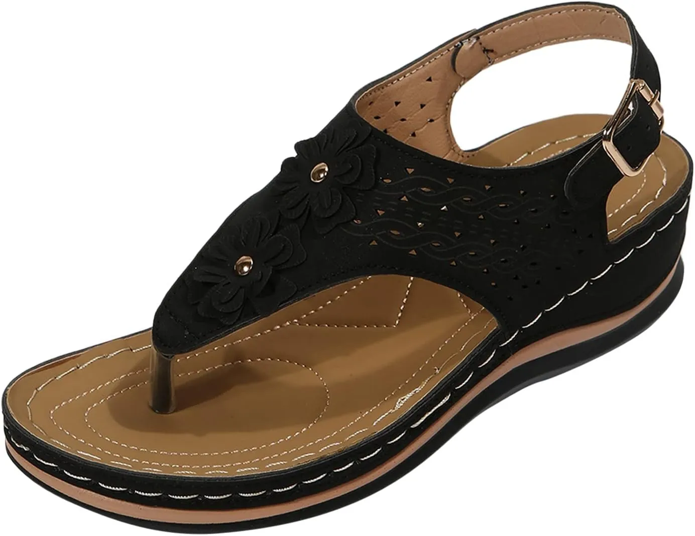 Eduavar Womens Wedge Sandals, Orthopedic Sandals for Women Closed Toe Sandals Plarform Sandals with Back Strap