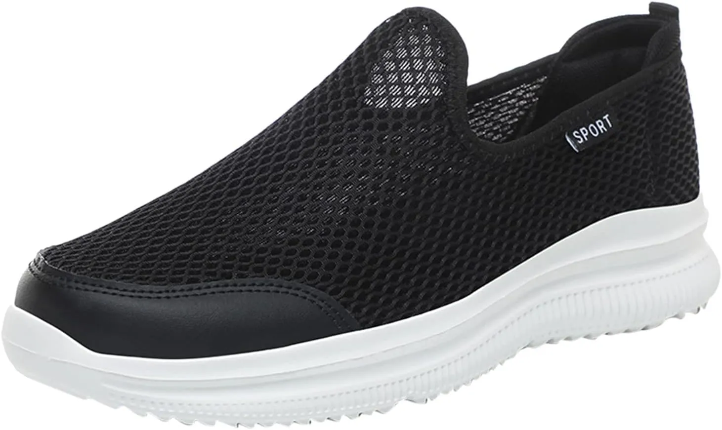 Fashion Summer Men Breathable Mesh Shallow Lace Up Casual Shoes Tops Mens Sneaker (White, 11.5)