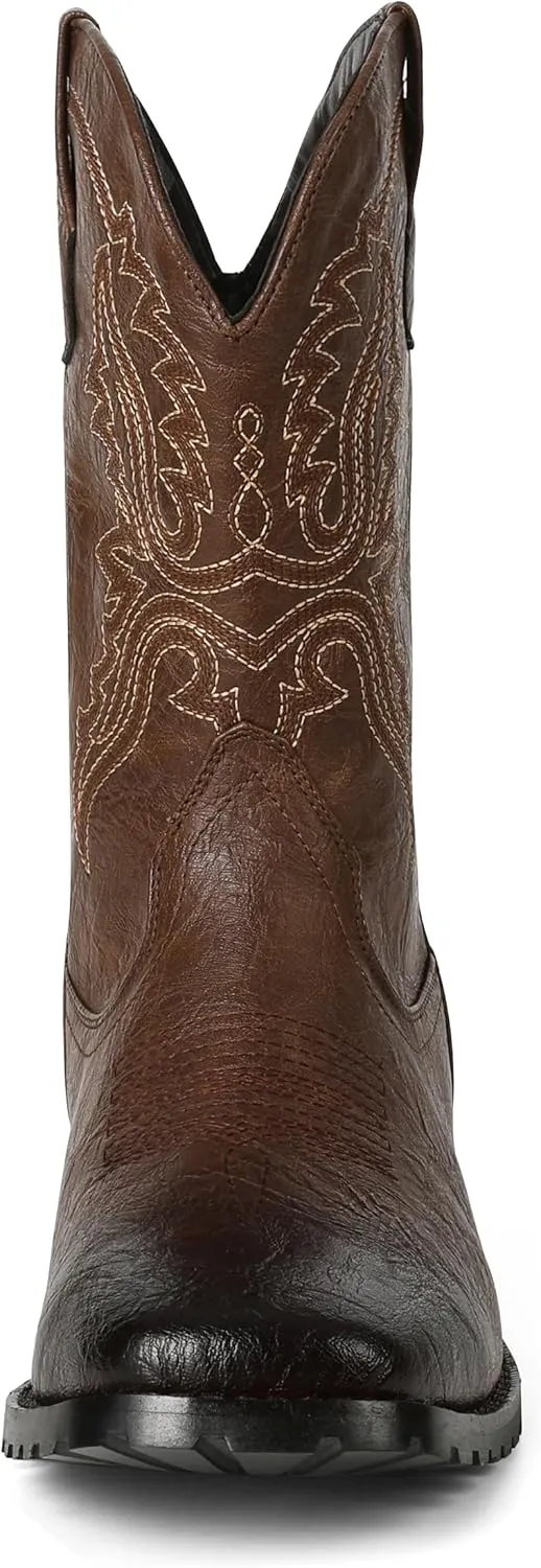 femflame Cowboy Boots for Men Square Toe Embroidered Mens Cowboy Boots Distressed Work boots Traditional Western Boots