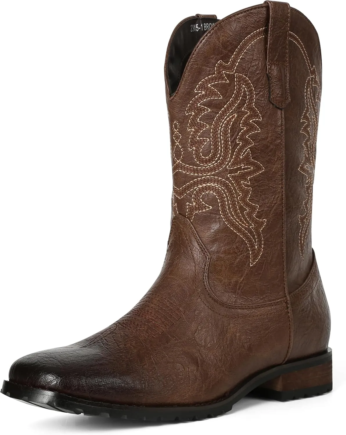 femflame Cowboy Boots for Men Square Toe Embroidered Mens Cowboy Boots Distressed Work boots Traditional Western Boots