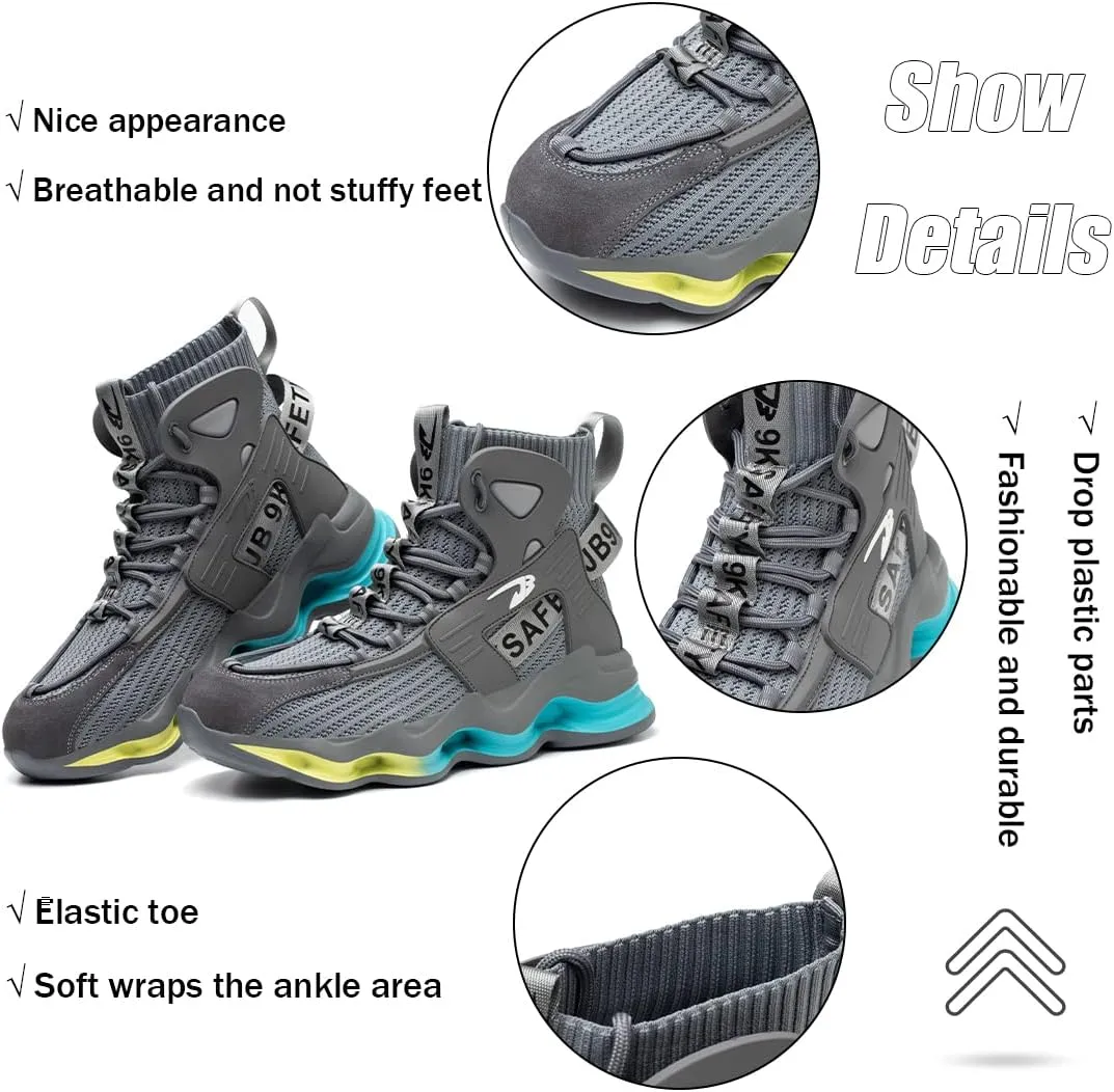 Fiedaz Steel Toe Work Shoes for Men Breathable High Top Sneakers Lightweight Puncture-Proof Safety Boots Industries Construction Work Boots