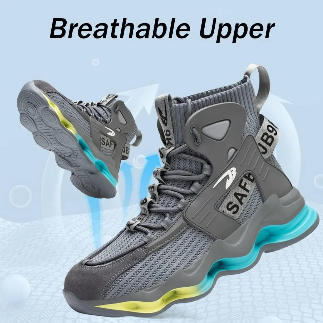 Fiedaz Steel Toe Work Shoes for Men Breathable High Top Sneakers Lightweight Puncture-Proof Safety Boots Industries Construction Work Boots