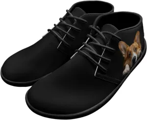Forchrinse White Horse Beautiful Sky Mens Leather Sneakers Causal Walking Driving Shoes Causal Lace up Leather Shoes Mid top Chukka Boots Lightweight