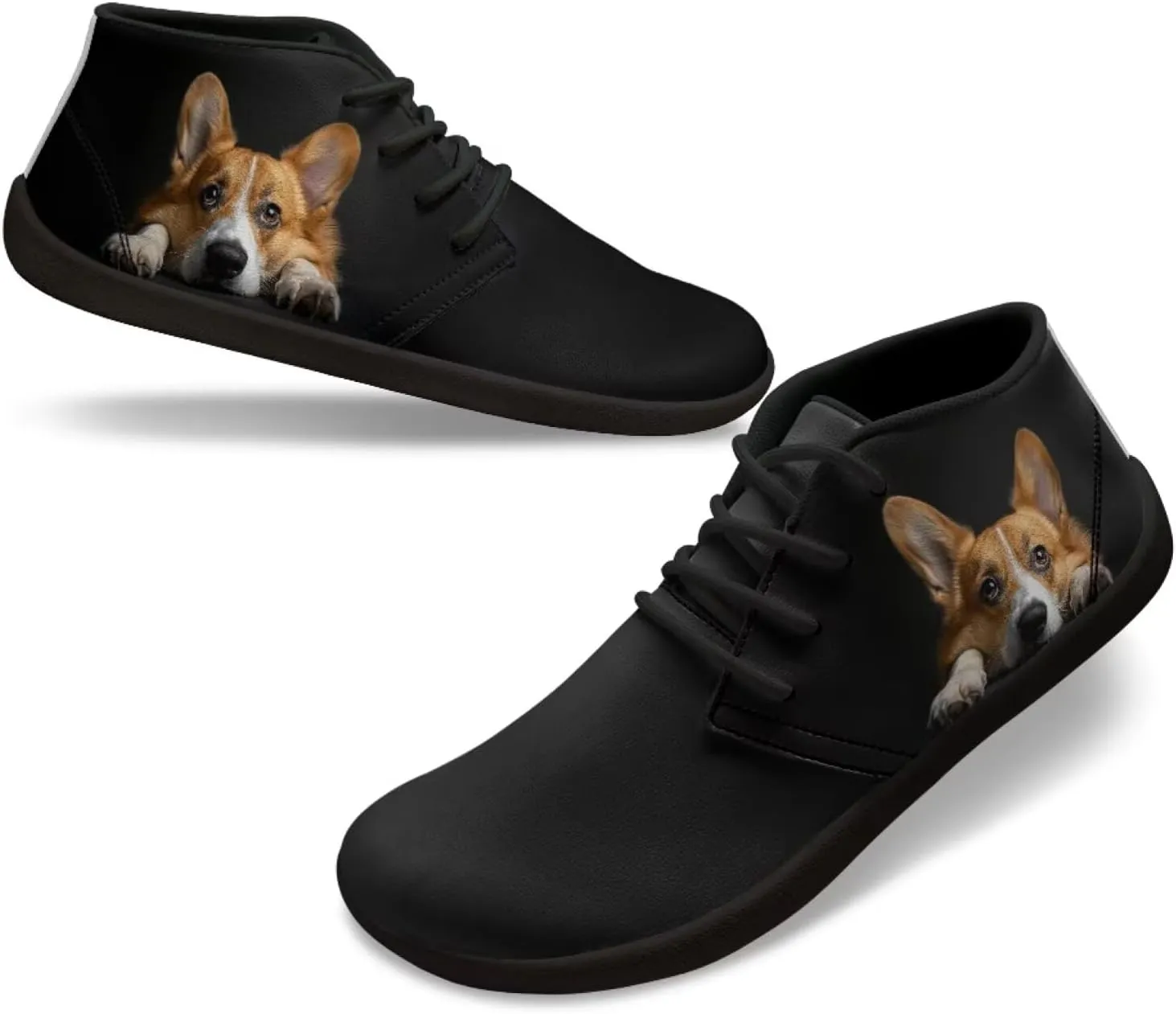 Forchrinse White Horse Beautiful Sky Mens Leather Sneakers Causal Walking Driving Shoes Causal Lace up Leather Shoes Mid top Chukka Boots Lightweight