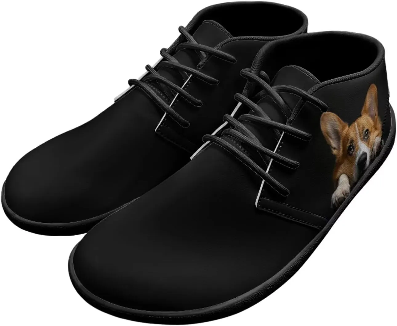 Forchrinse White Horse Beautiful Sky Mens Leather Sneakers Causal Walking Driving Shoes Causal Lace up Leather Shoes Mid top Chukka Boots Lightweight